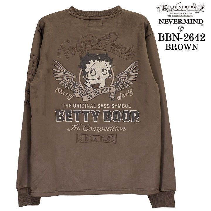 BETTY BOOP NEVERMIND L/S FAKE SUEDE PULLOVER TEE ベティーブープ ネバーマインド コラボ 長袖 フェイク スウェード プルオーバー bbn-2642