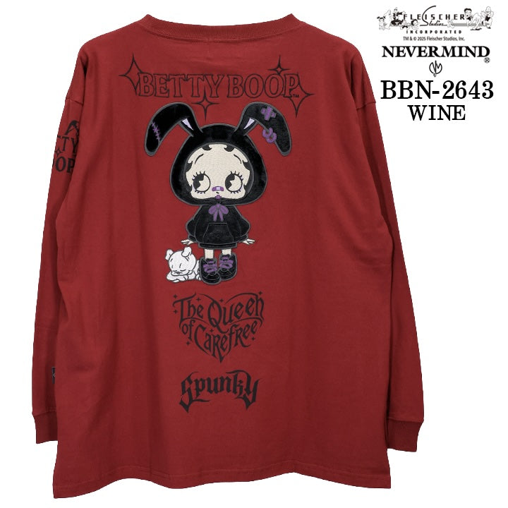 BETTY BOOP NEVERMIND BIG SILHOUETTE TEE L/S T-SHIRT ベティーブープ ネバーマインド コラボ 天竺 長袖 ビッグシルエット Tシャツ bbn-2643