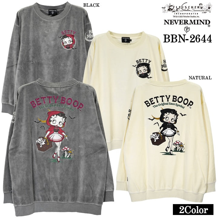 BETTY BOOP NEVERMIND BIG SILHOUETTE VELOUR PULLOVER ベティーブープ ネバーマインド コラボ ビッグシルエット ベロア プルオーバー bbn-2644