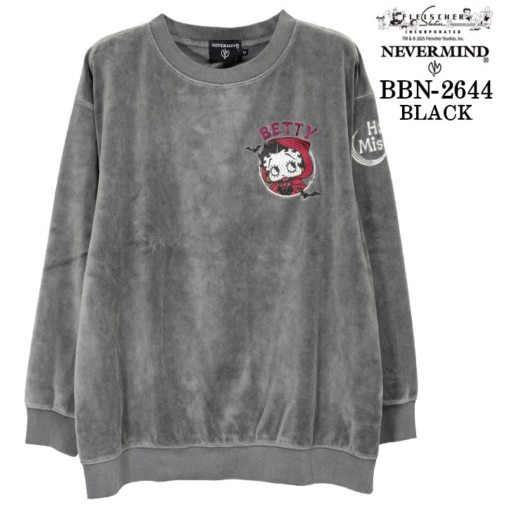 BETTY BOOP NEVERMIND BIG SILHOUETTE VELOUR PULLOVER ベティーブープ ネバーマインド コラボ ビッグシルエット ベロア プルオーバー bbn-2644