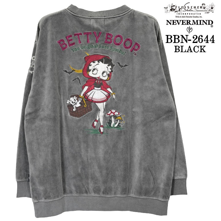 BETTY BOOP NEVERMIND BIG SILHOUETTE VELOUR PULLOVER ベティーブープ ネバーマインド コラボ ビッグシルエット ベロア プルオーバー bbn-2644