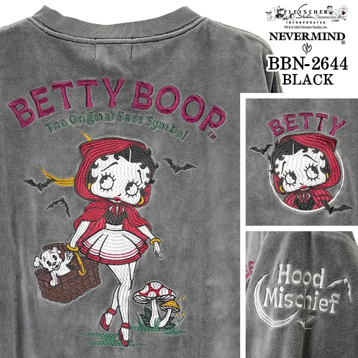 BETTY BOOP NEVERMIND BIG SILHOUETTE VELOUR PULLOVER ベティーブープ ネバーマインド コラボ ビッグシルエット ベロア プルオーバー bbn-2644