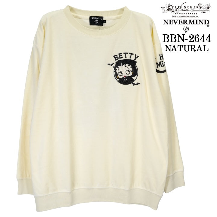 BETTY BOOP NEVERMIND BIG SILHOUETTE VELOUR PULLOVER ベティーブープ ネバーマインド コラボ ビッグシルエット ベロア プルオーバー bbn-2644