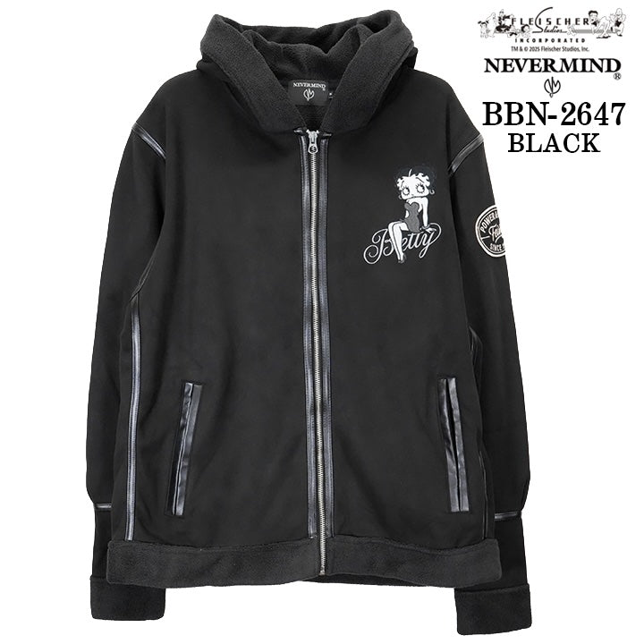 BETTY BOOP NEVERMIND FAKE SUEDE B-3 HOODIE FLIGHT JACKET PARKA ベティーブープ パーカー フライトジャケット bbn-2647