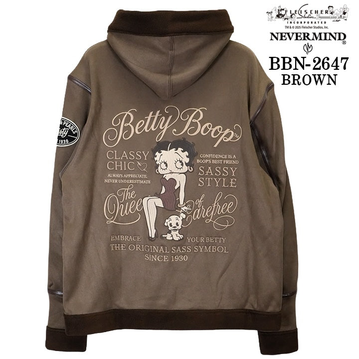 BETTY BOOP NEVERMIND FAKE SUEDE B-3 HOODIE FLIGHT JACKET PARKA ベティーブープ パーカー フライトジャケット bbn-2647
