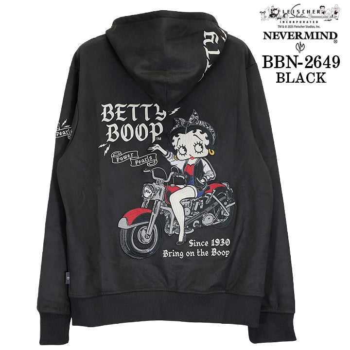 BETTY BOOP NEVERMIND FAKE SUEDE HOODIE F/Z PARKA ベティーブープ ネバーマインド コラボ フェイク スウェード フーディ パーカー bbn-2649