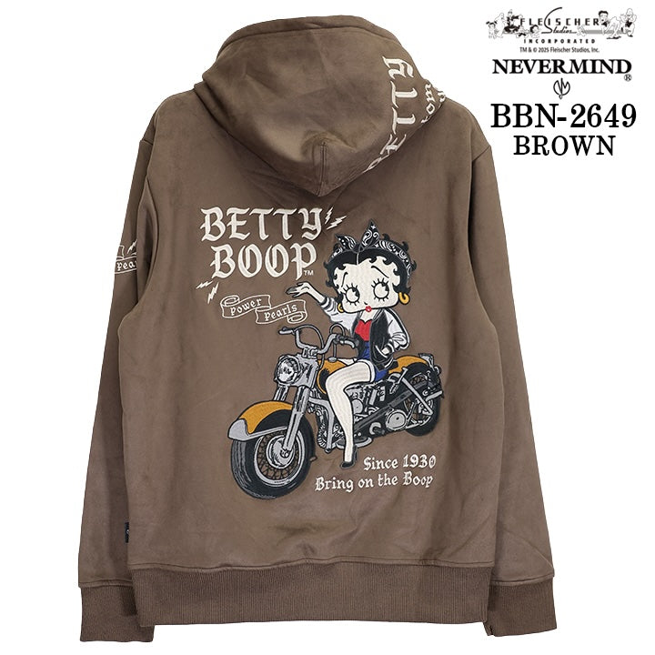 BETTY BOOP NEVERMIND FAKE SUEDE HOODIE F/Z PARKA ベティーブープ ネバーマインド コラボ フェイク スウェード フーディ パーカー bbn-2649