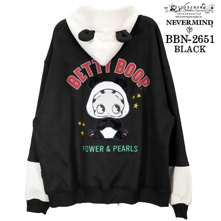 BETTY BOOP NEVERMIND BIG SILHOUETTE FAKE SUEDE HOODIE PARKA ベティーブープ コラボ ビッグシルエット パーカー bbn-2651
