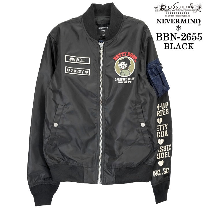 BETTY BOOP NEVERMIND MA-1 FLIGHT JACKET ベティーブープ ネバーマインド フライトジャケット 中綿無し bbn-2655