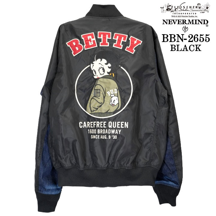 BETTY BOOP NEVERMIND MA-1 FLIGHT JACKET ベティーブープ ネバーマインド フライトジャケット 中綿無し bbn-2655