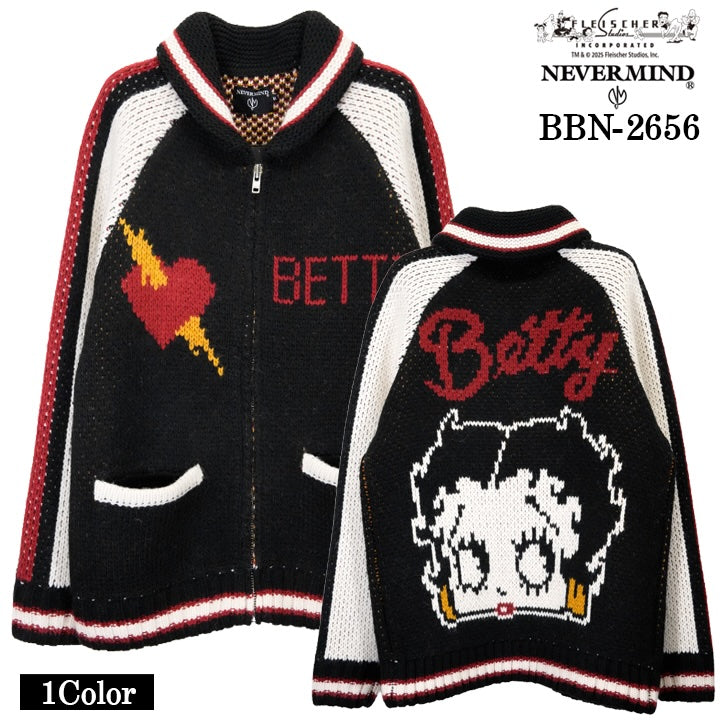 BETTY BOOP NEVERMIND 3G JACQUARD JACKET ベティーブープ ネバーマインド コラボ ジャカード ニット ジャケット bbn-2656