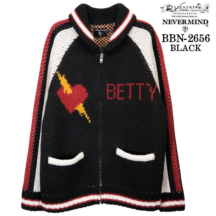 BETTY BOOP NEVERMIND 3G JACQUARD JACKET ベティーブープ ネバーマインド コラボ ジャカード ニット ジャケット bbn-2656
