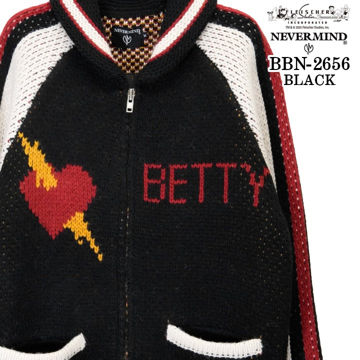 BETTY BOOP NEVERMIND 3G JACQUARD JACKET ベティーブープ ネバーマインド コラボ ジャカード ニット ジャケット bbn-2656