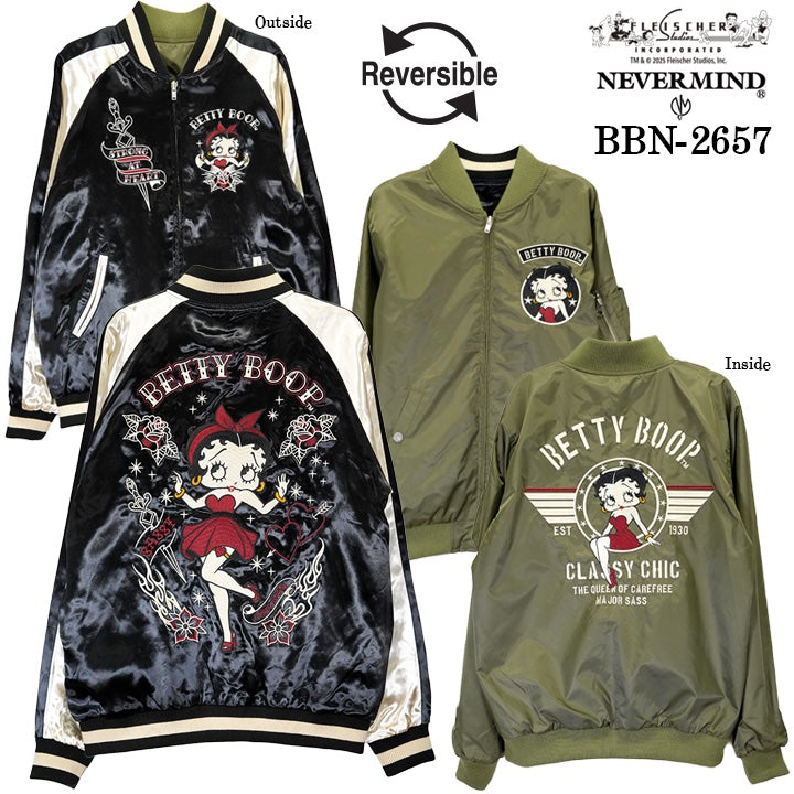 BETTY BOOP NEVERMIND REVERSIBLE SOUVENIR JACKET SKA ベティーブープ ネバーマインド リバーシブル スカジャン 裏ナイロン bbn-2657