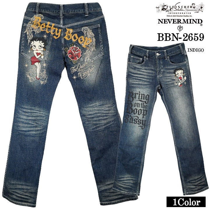 BETTY BOOP NEVERMIND DENIM PANTS ベティーブープ ネバーマインド コラボ デニム パンツ bbn-2659