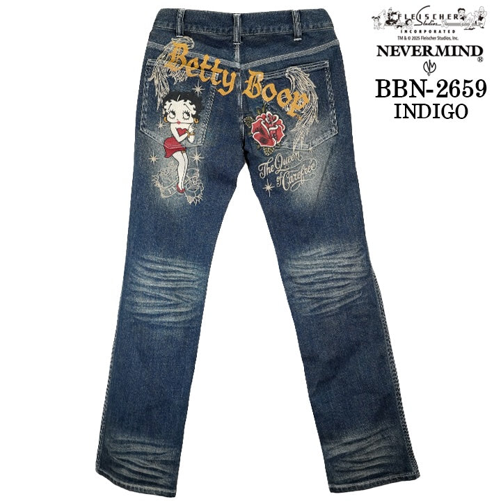 BETTY BOOP NEVERMIND DENIM PANTS ベティーブープ ネバーマインド コラボ デニム パンツ bbn-2659