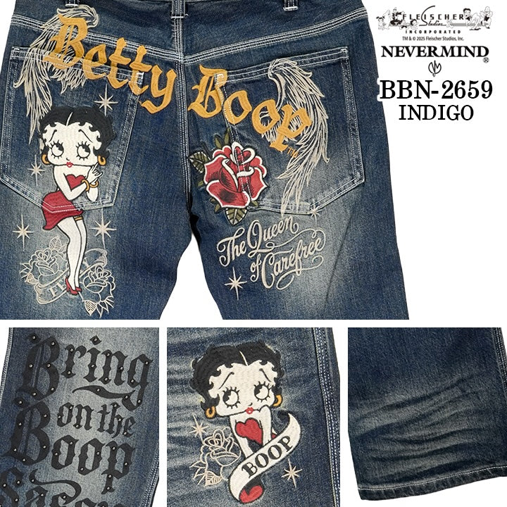BETTY BOOP NEVERMIND DENIM PANTS ベティーブープ ネバーマインド コラボ デニム パンツ bbn-2659