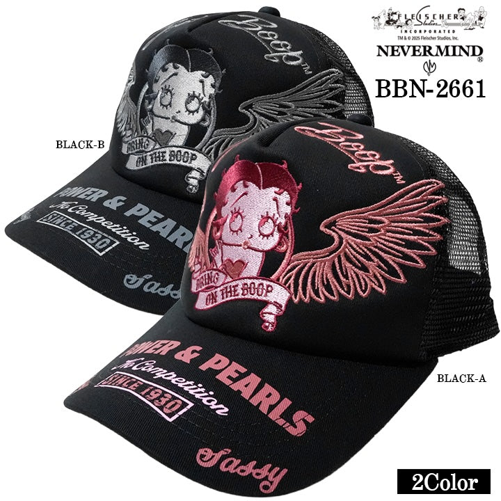 BETTY BOOP NEVERMIND TWILL MESH CAP ベティーブープ ネバーマインド ツイル メッシュ キャップ 帽子 bbn-2661