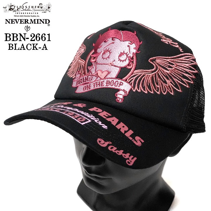 BETTY BOOP NEVERMIND TWILL MESH CAP ベティーブープ ネバーマインド ツイル メッシュ キャップ 帽子 bbn-2661