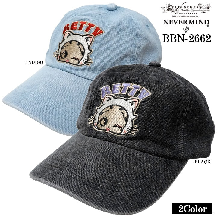 BETTY BOOP NEVERMIND DENIM 6PANEL CAP ベティーブープ ネバーマインド デニム ６パネル キャップ 帽子 bbn-2662