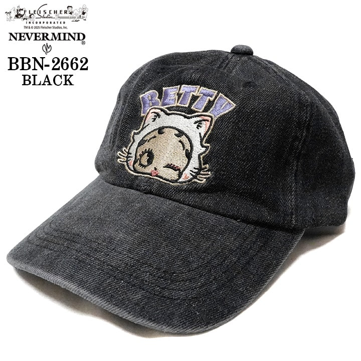 BETTY BOOP NEVERMIND DENIM 6PANEL CAP ベティーブープ ネバーマインド デニム ６パネル キャップ 帽子 bbn-2662