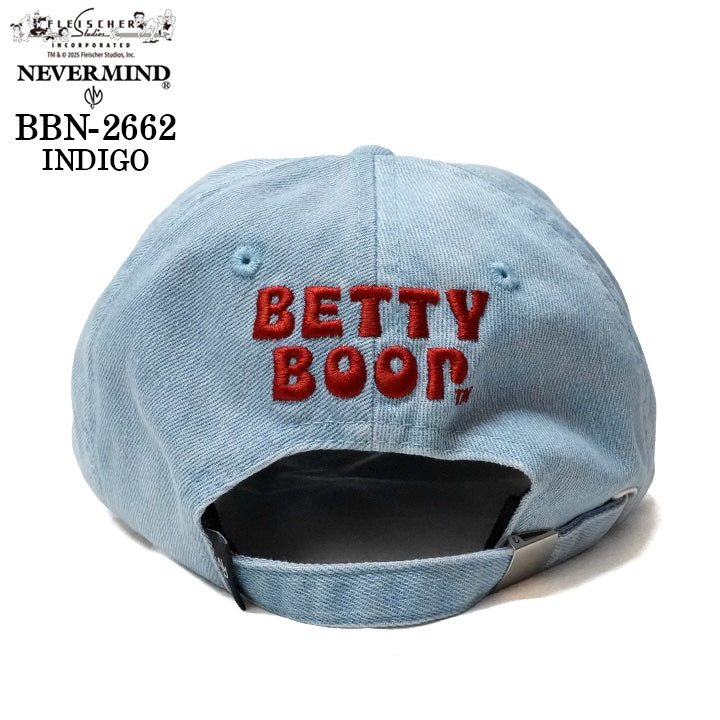 BETTY BOOP NEVERMIND DENIM 6PANEL CAP ベティーブープ ネバーマインド デニム ６パネル キャップ 帽子 bbn-2662