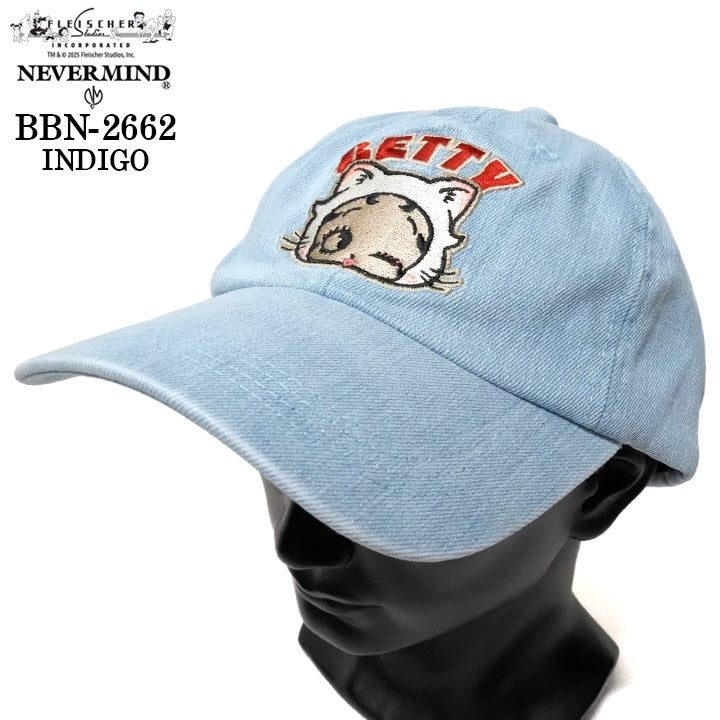 BETTY BOOP NEVERMIND DENIM 6PANEL CAP ベティーブープ ネバーマインド デニム ６パネル キャップ 帽子 bbn-2662