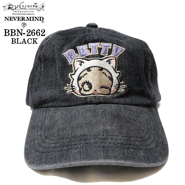 BETTY BOOP NEVERMIND DENIM 6PANEL CAP ベティーブープ ネバーマインド デニム ６パネル キャップ 帽子 bbn-2662