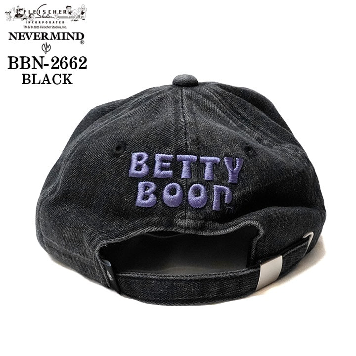 BETTY BOOP NEVERMIND DENIM 6PANEL CAP ベティーブープ ネバーマインド デニム ６パネル キャップ 帽子 bbn-2662