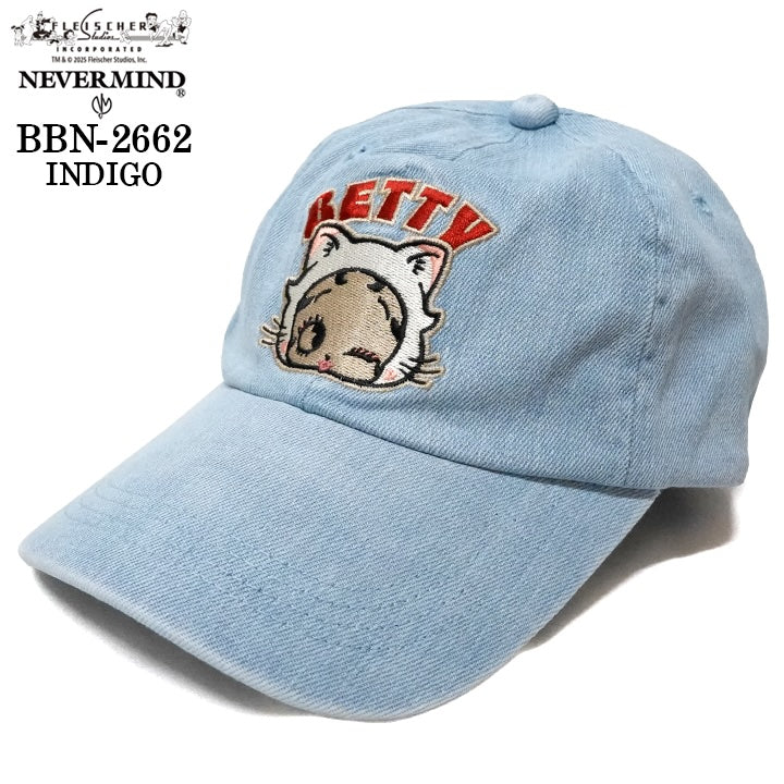 BETTY BOOP NEVERMIND DENIM 6PANEL CAP ベティーブープ ネバーマインド デニム ６パネル キャップ 帽子 bbn-2662