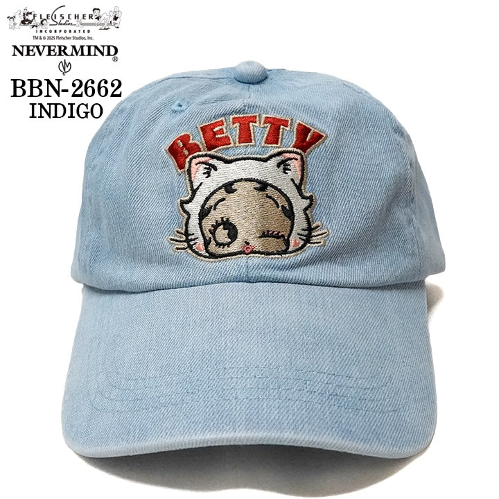 BETTY BOOP NEVERMIND DENIM 6PANEL CAP ベティーブープ ネバーマインド デニム ６パネル キャップ 帽子 bbn-2662