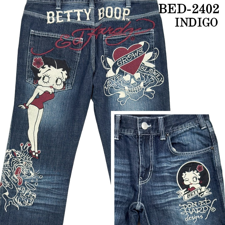 Ed Hardy×BETTY BOOP エドハーディー ベティ コラボ 刺繍 デニムパンツ ジーンズ ボトム bed-2402