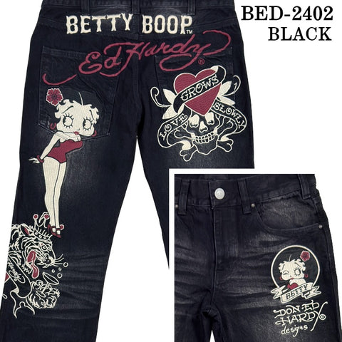 Ed Hardy×BETTY BOOP エドハーディー ベティ コラボ 刺繍 デニムパンツ ジーンズ ボトム bed-2402