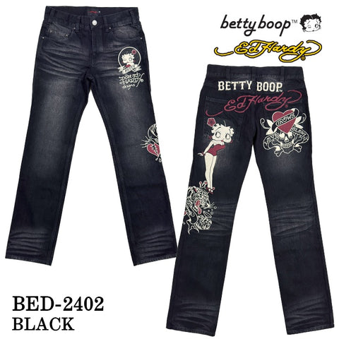 Ed Hardy×BETTY BOOP エドハーディー ベティ コラボ 刺繍 デニムパンツ ジーンズ ボトム bed-2402