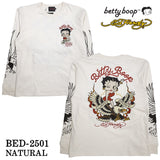 Ed Hardy×BETTY BOOP エドハーディー ベディ コラボ 天竺 刺繍 ロンTEE 長袖Tシャツ bed-2501