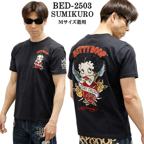 Ed Hardy×BETTY BOOP エドハーディー ベディ コラボ 天竺 刺繍 半袖Tシャツ bed-2503