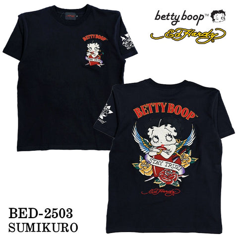 Ed Hardy×BETTY BOOP エドハーディー ベディ コラボ 天竺 刺繍 半袖Tシャツ bed-2503