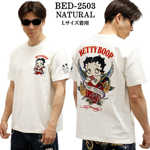 Ed Hardy×BETTY BOOP エドハーディー ベディ コラボ 天竺 刺繍 半袖Tシャツ bed-2503
