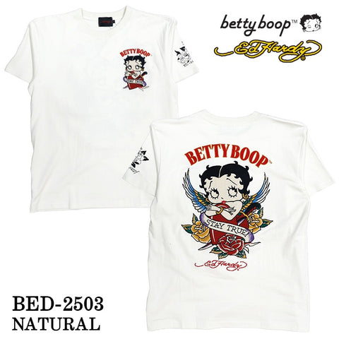 Ed Hardy×BETTY BOOP エドハーディー ベディ コラボ 天竺 刺繍 半袖Tシャツ bed-2503