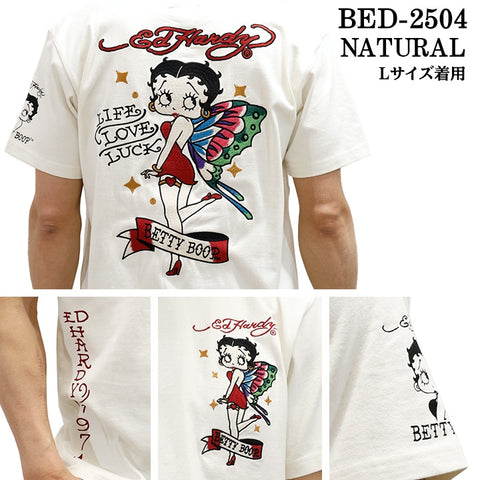 Ed Hardy×BETTY BOOP エドハーディー ベディ コラボ 天竺 刺繍 半袖Tシャツ bed-2504