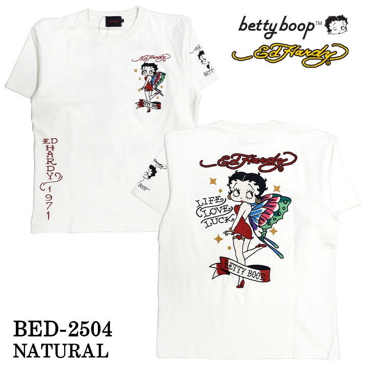 Ed Hardy×BETTY BOOP エドハーディー ベディ コラボ 天竺 刺繍 半袖Tシャツ bed-2504