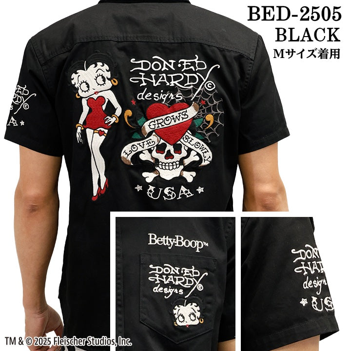 Ed Hardy×BETTY BOOP エドハーディー ベディ コラボ 刺繍 半袖シャツ bed-2505