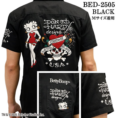 Ed Hardy×BETTY BOOP エドハーディー ベディ コラボ 刺繍 半袖シャツ bed-2505
