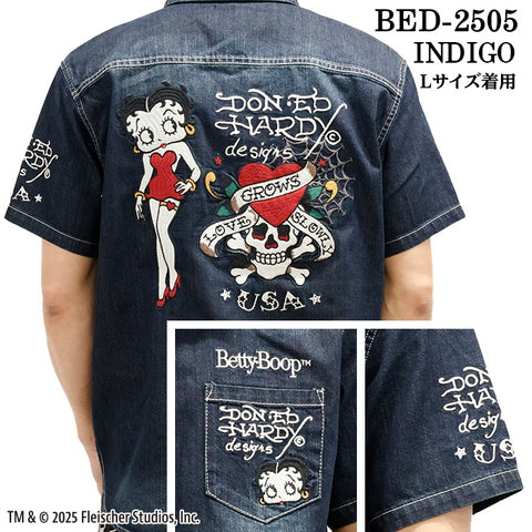 Ed Hardy×BETTY BOOP エドハーディー ベディ コラボ 刺繍 半袖シャツ bed-2505