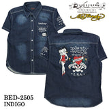Ed Hardy×BETTY BOOP エドハーディー ベディ コラボ 刺繍 半袖シャツ bed-2505