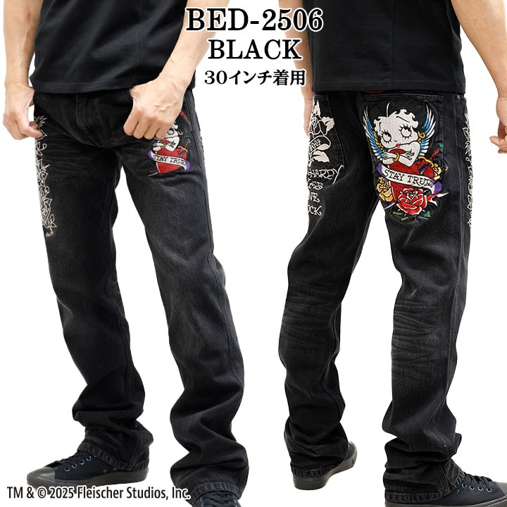 Ed Hardy×BETTY BOOP エドハーディー ベティ コラボ 刺繍 デニムパンツ ジーンズ ボトム bed-2506