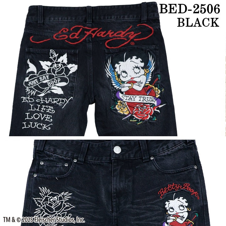 Ed Hardy×BETTY BOOP エドハーディー ベティ コラボ 刺繍 デニムパンツ ジーンズ ボトム bed-2506