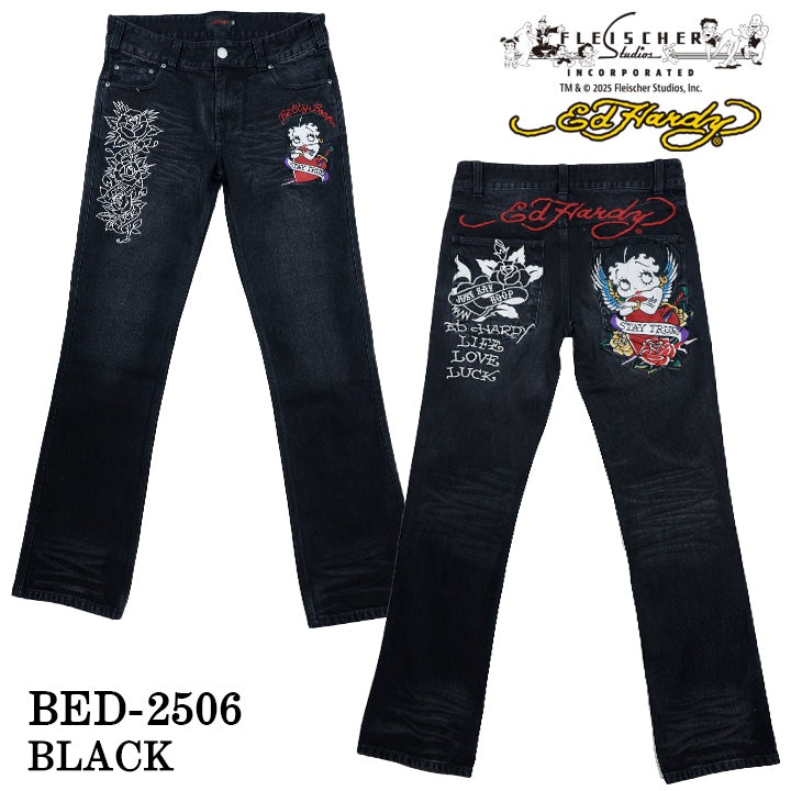 Ed Hardy×BETTY BOOP エドハーディー ベティ コラボ 刺繍 デニムパンツ ジーンズ ボトム bed-2506