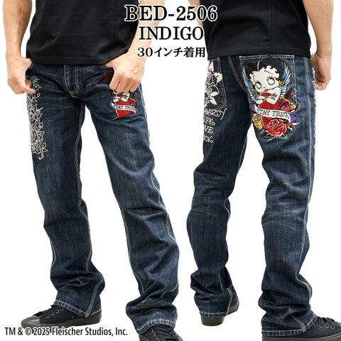 Ed Hardy×BETTY BOOP エドハーディー ベティ コラボ 刺繍 デニムパンツ ジーンズ ボトム bed-2506