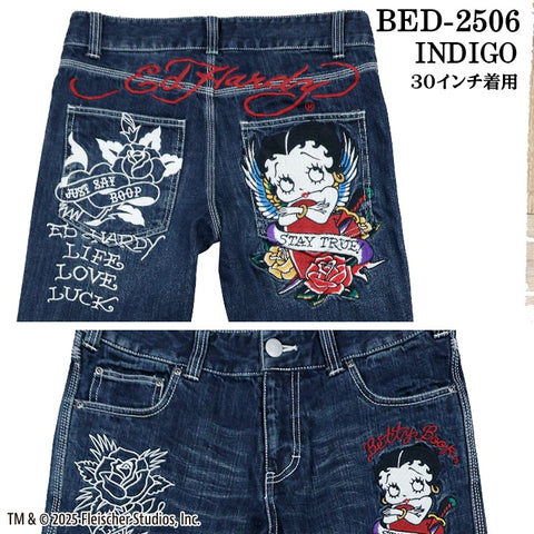 Ed Hardy×BETTY BOOP エドハーディー ベティ コラボ 刺繍 デニムパンツ ジーンズ ボトム bed-2506
